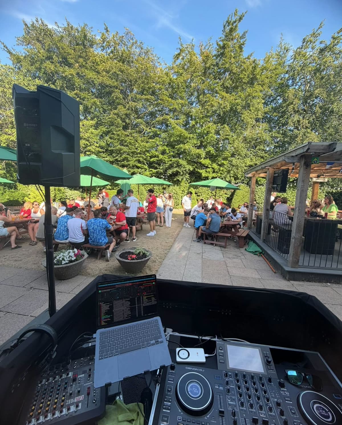 DJ Jordan H outdoor DJ setup at The Stag in Rotherham